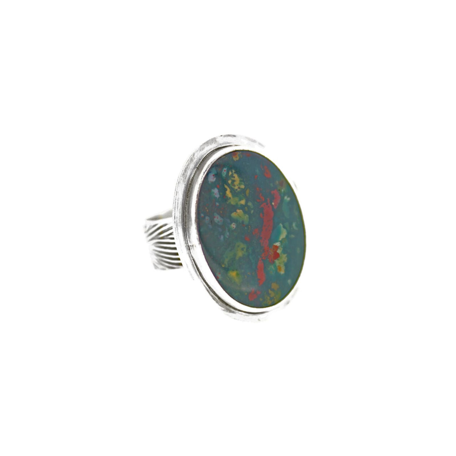 Bloodstone and Sterling Silver Ring, Size 9