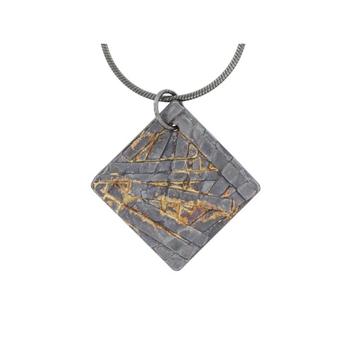 Mixed Metal Diamond-shape Necklace