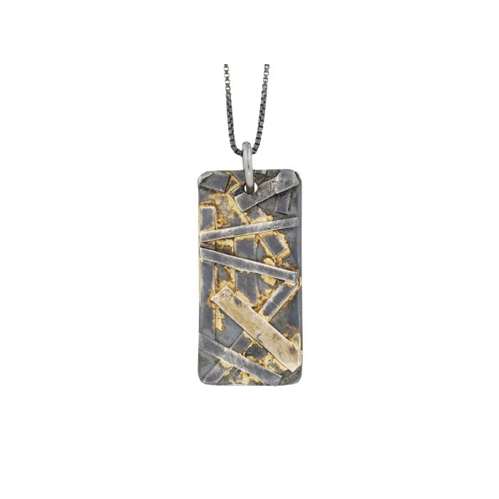 Mixed Metal Rectangle Necklace