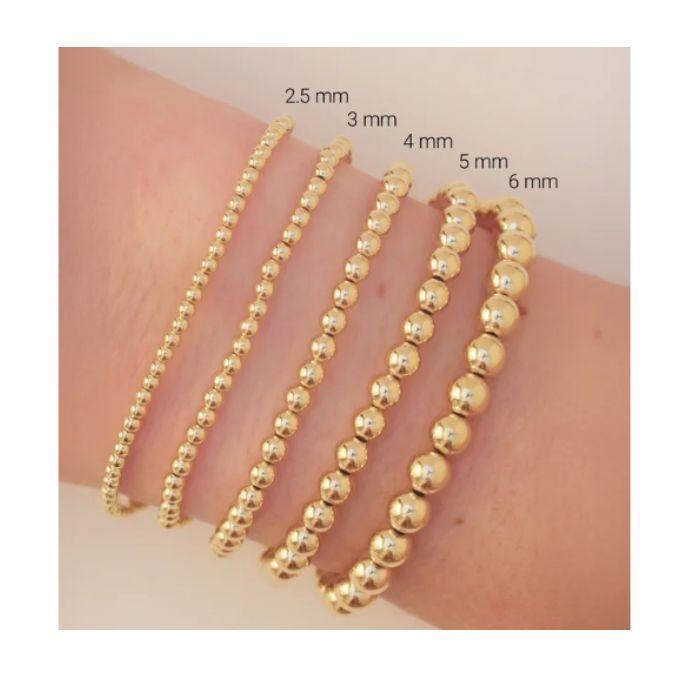 14K Gold-Filled Elastic Beaded Bracelets