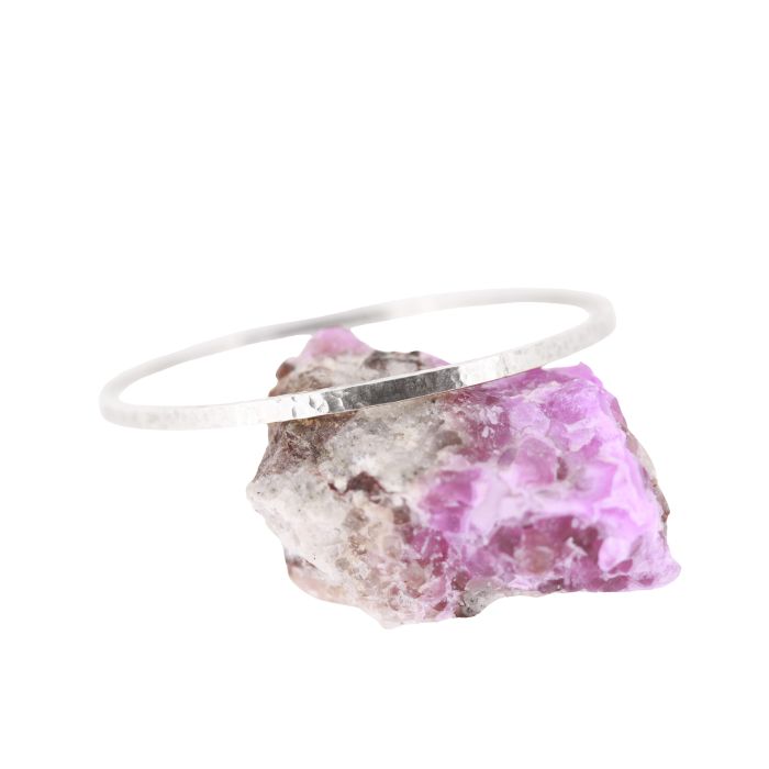 Silver Hammered Oval Bangle Bracelet