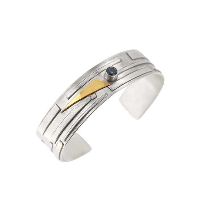Mixed Metal Geometric Cuff Bracelet