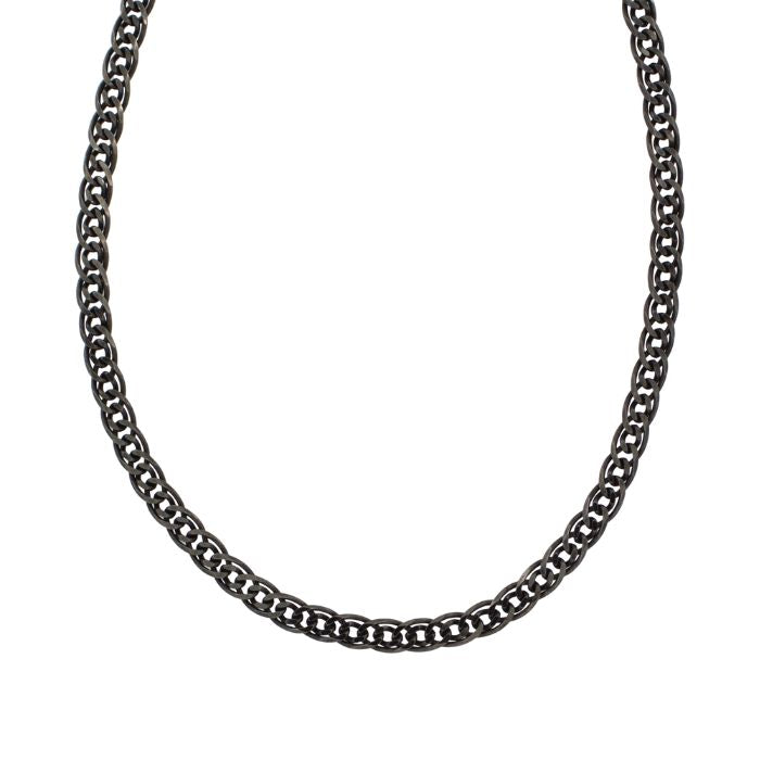Oxidized silver Cuban chain necklace