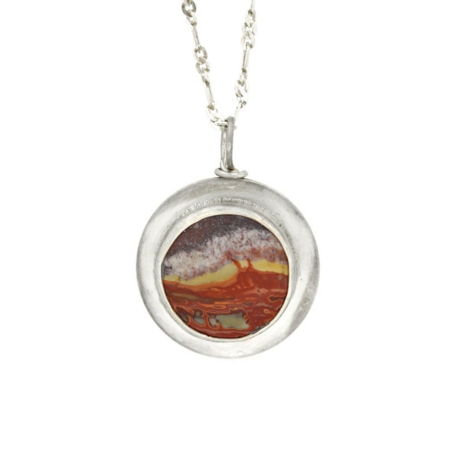 Picture Jasper and Silver Pendant Necklace