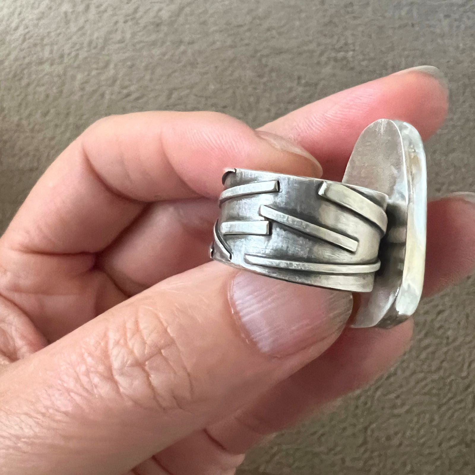 Royston Ribbon Turquoise and Sterling Silver Ring, Size 8