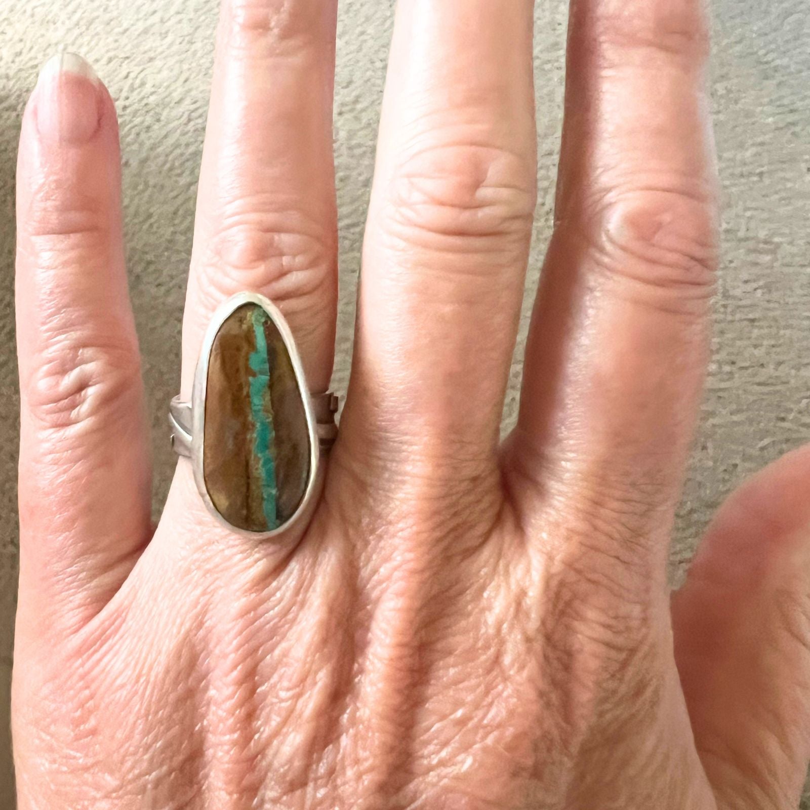 Royston Ribbon Turquoise and Sterling Silver Ring, Size 7