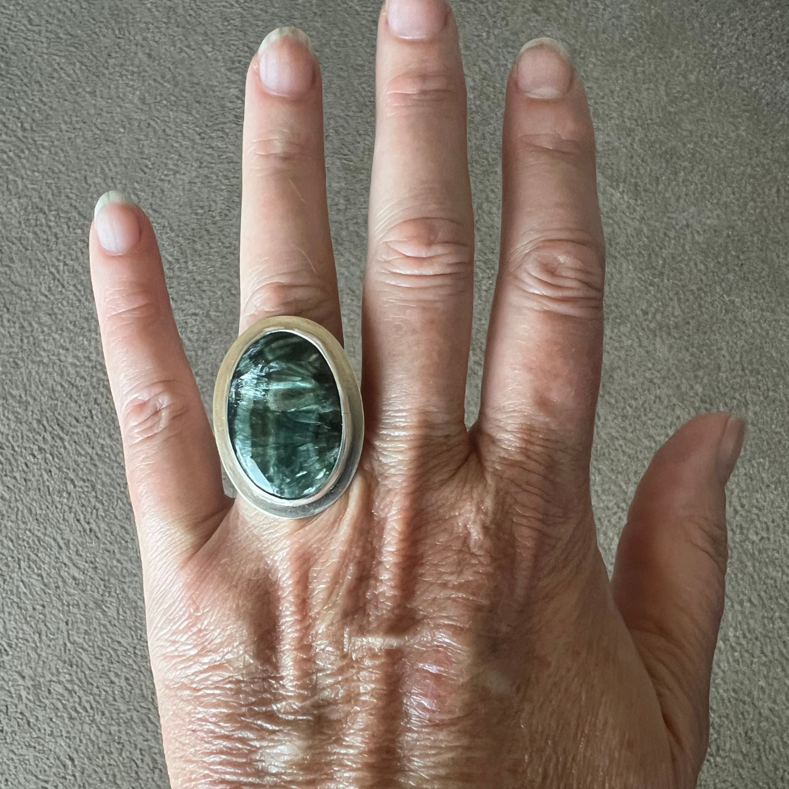 Seraphinite and Sterling Silver Ring, Size 6.75