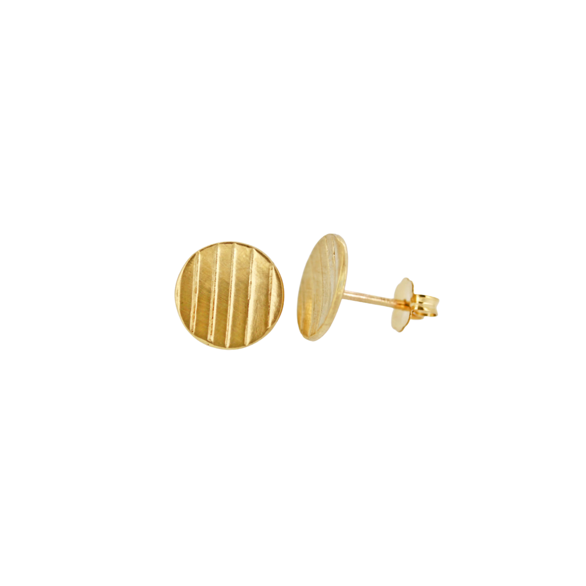 14K gold disc stud earrings by Jen Lesea Designs