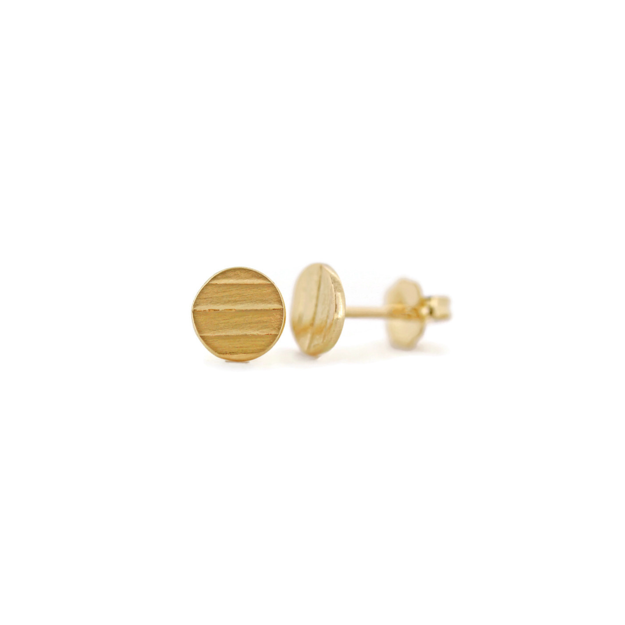 Gold Mini Disc Stud Earrings