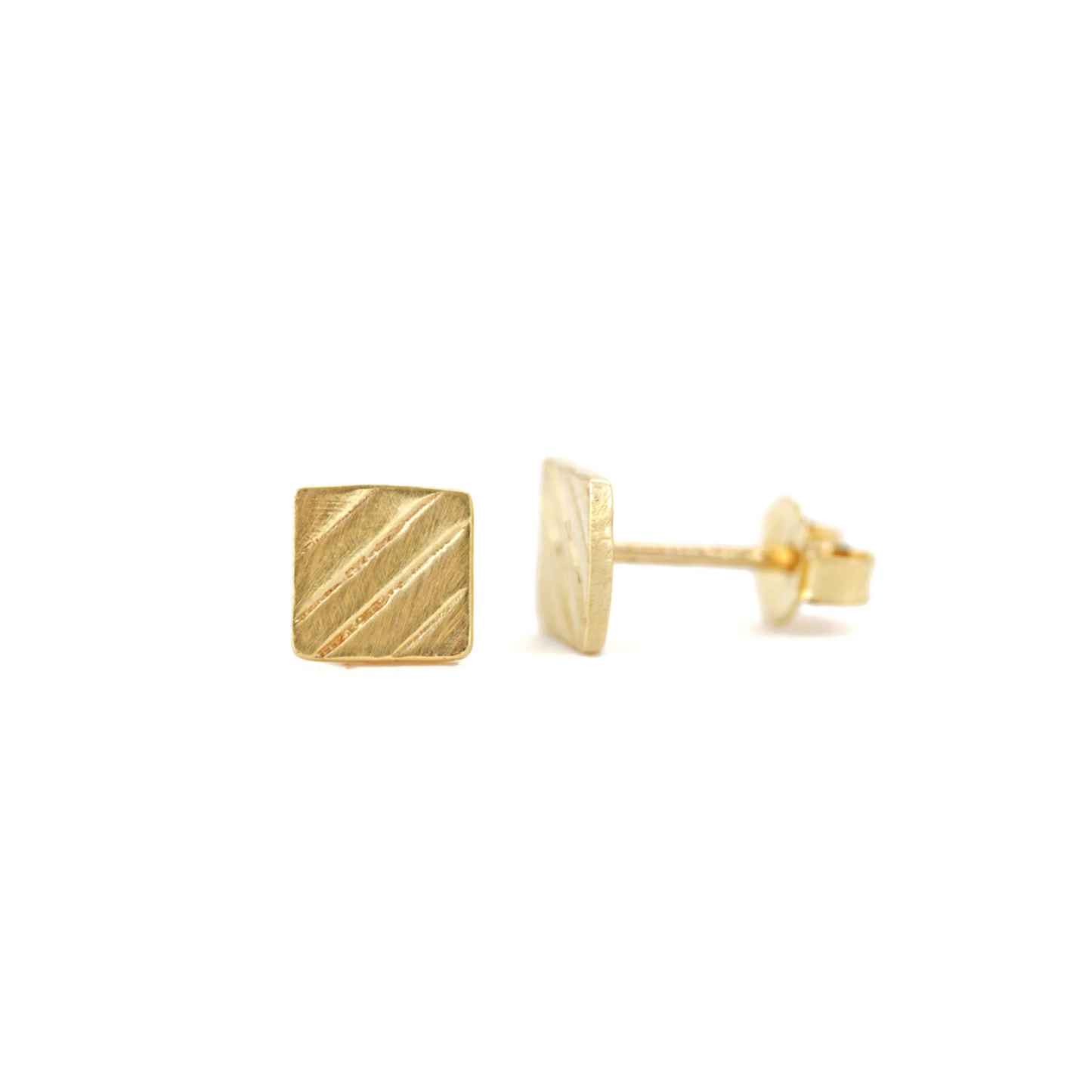 14K gold square stud earrings