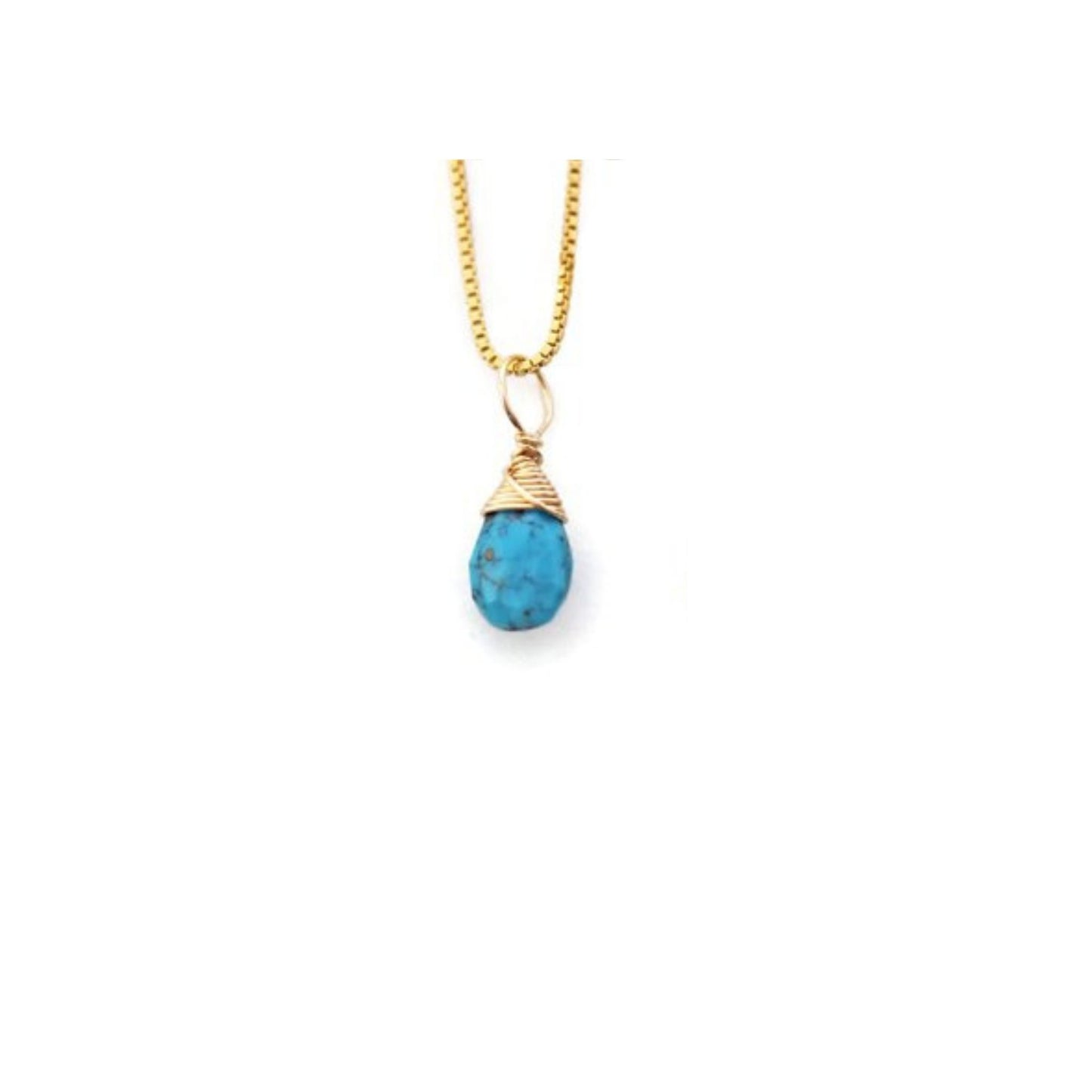 December turquoise gold birthstone necklace