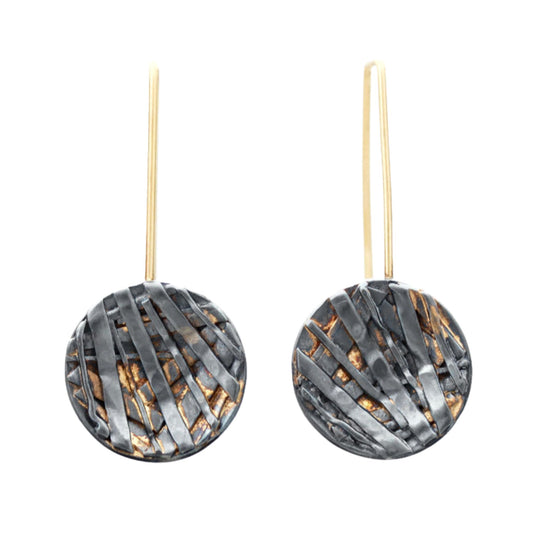 Mixed metal coin drop earrings by Jen Lesea Designs