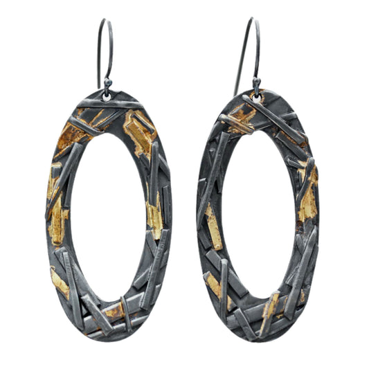Mixed metal oval earrings by Jen Lesea Designs