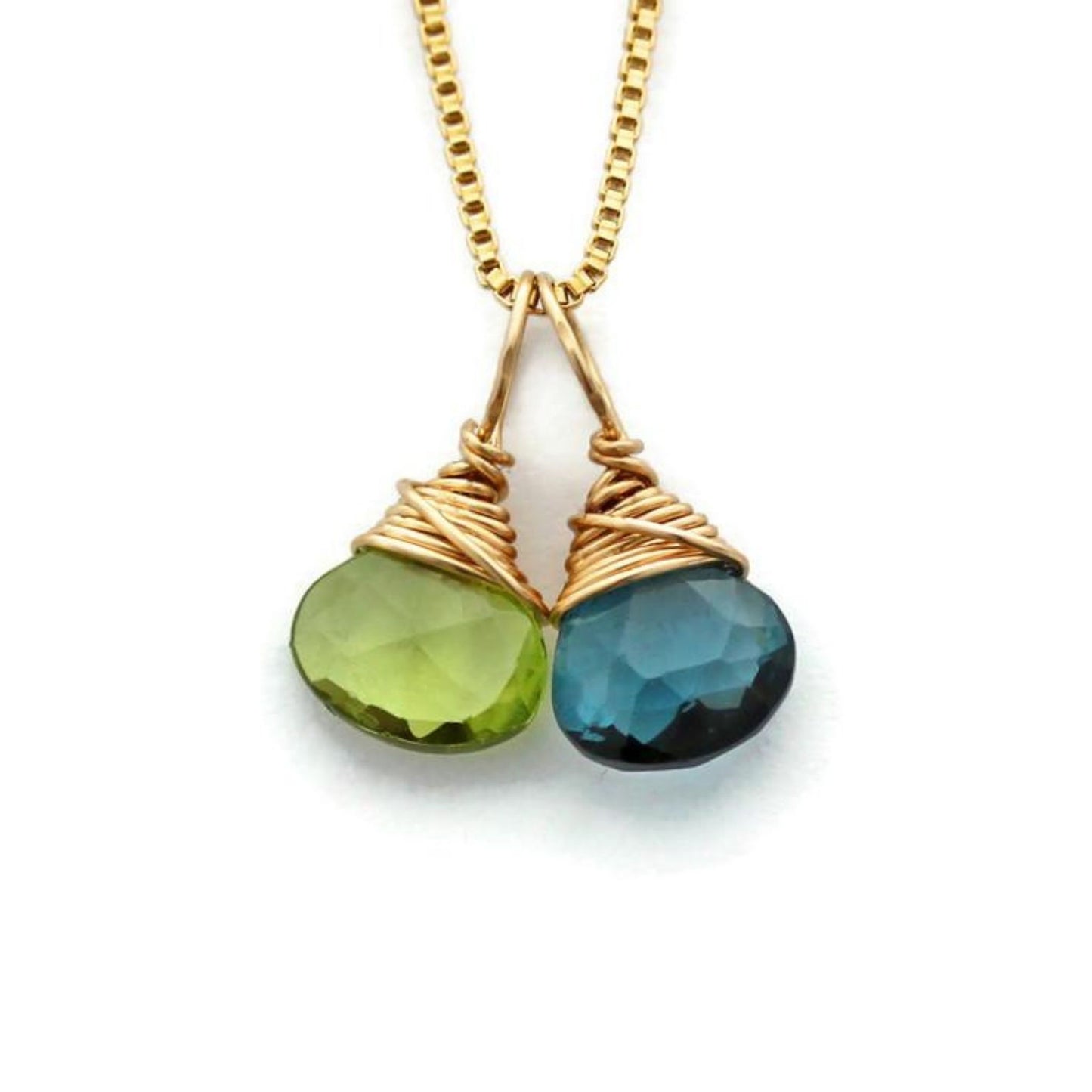 Mom gold necklace with two birthstones