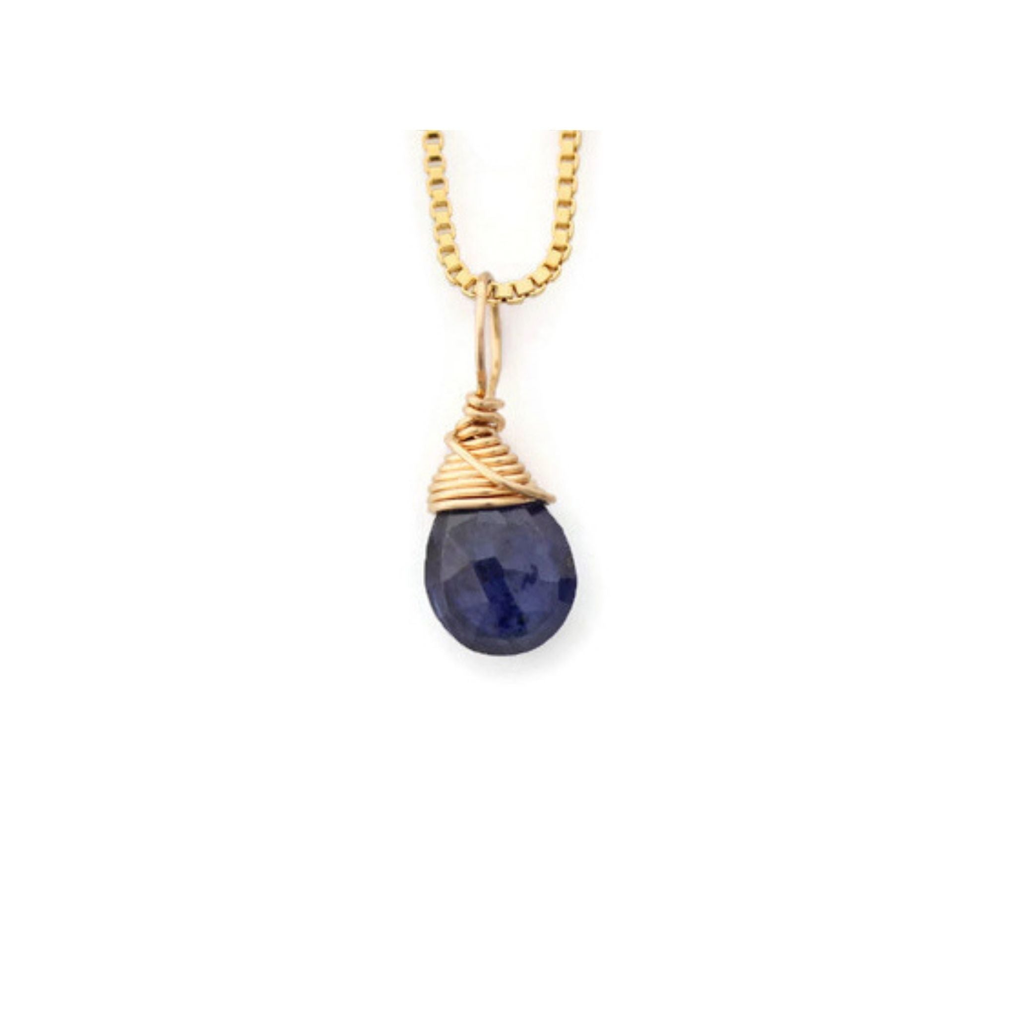 September birthstone genuine sapphire gold necklace