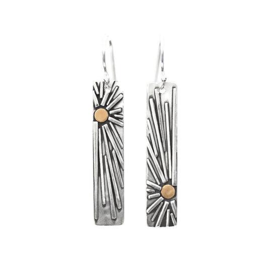 Sun bar earrings silver and gold by Jen Lesea Designs