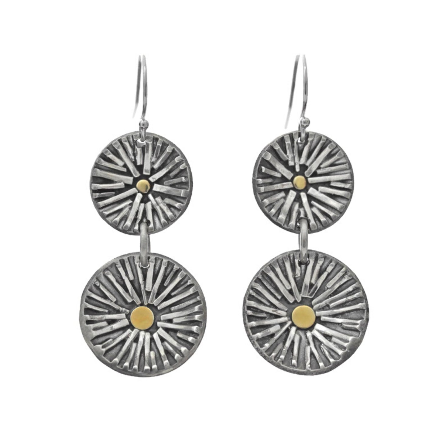 Silver double sun earrings by Jen Lesea Designs