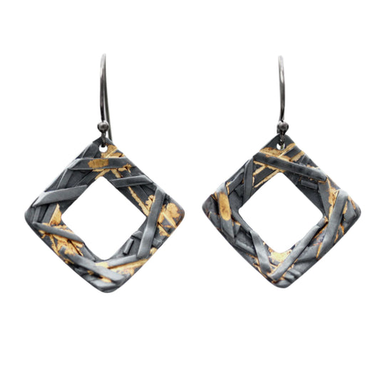 Square washer mixed metal earrings by Jen Lesea Designs